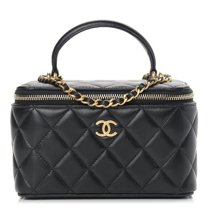 Chanel Lambskin Quilted Small Top Handle Vanity Case With Chain Black 1 of 7