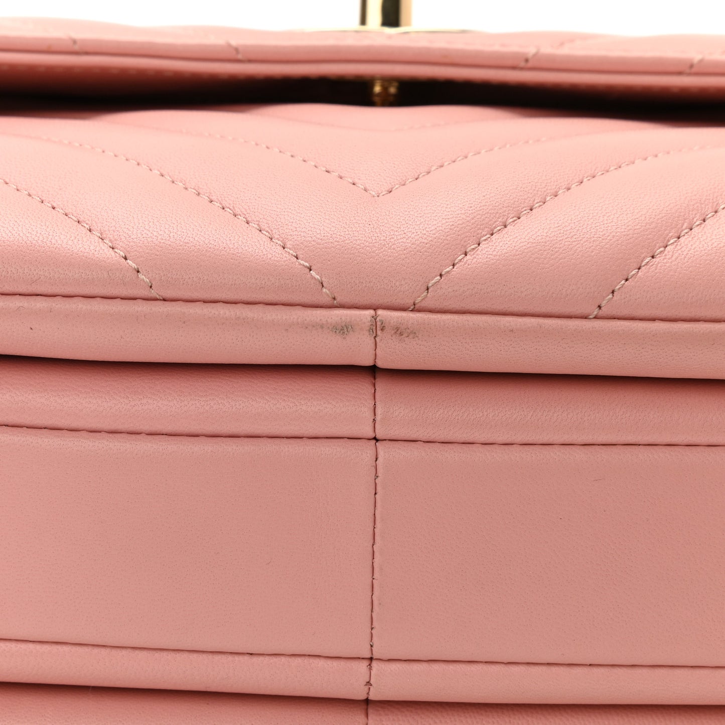 Lambskin Chevron Quilted Small Trendy CC Dual Handle Flap Bag Light Pink