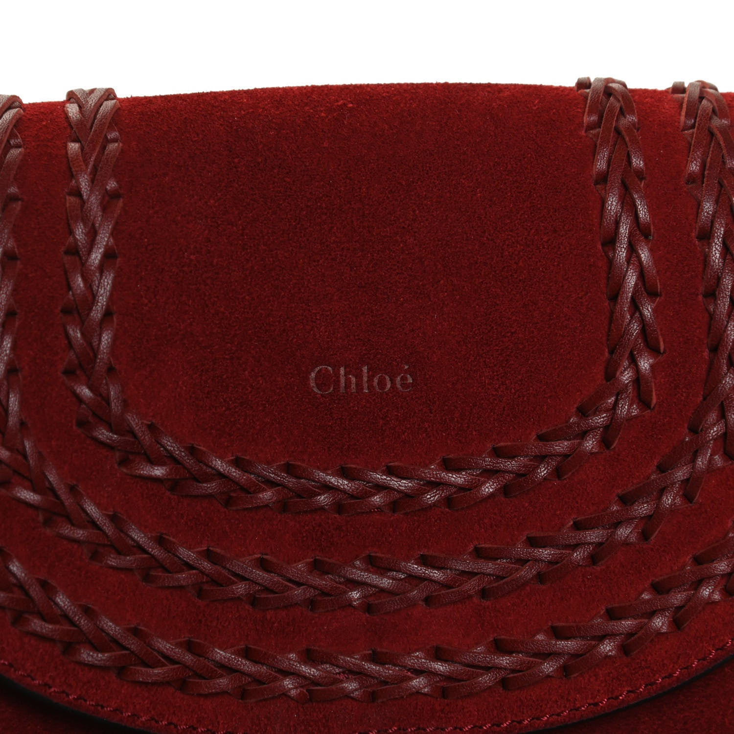 Chloe Suede Calfskin Braided Mini Hudson Shoulder Bag Sienna Red 6 of 11