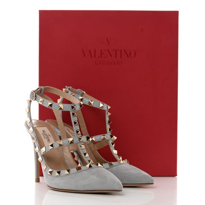 Valentino Garavani Suede Nappa Rockstud Ankle Strap 100mm Pumps 36.5 Pastel 9 of 9