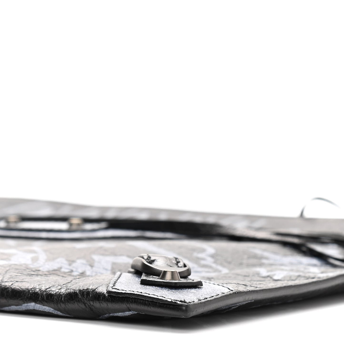 Agneau Classic Hardware Graffiti Small Pouch Black White
