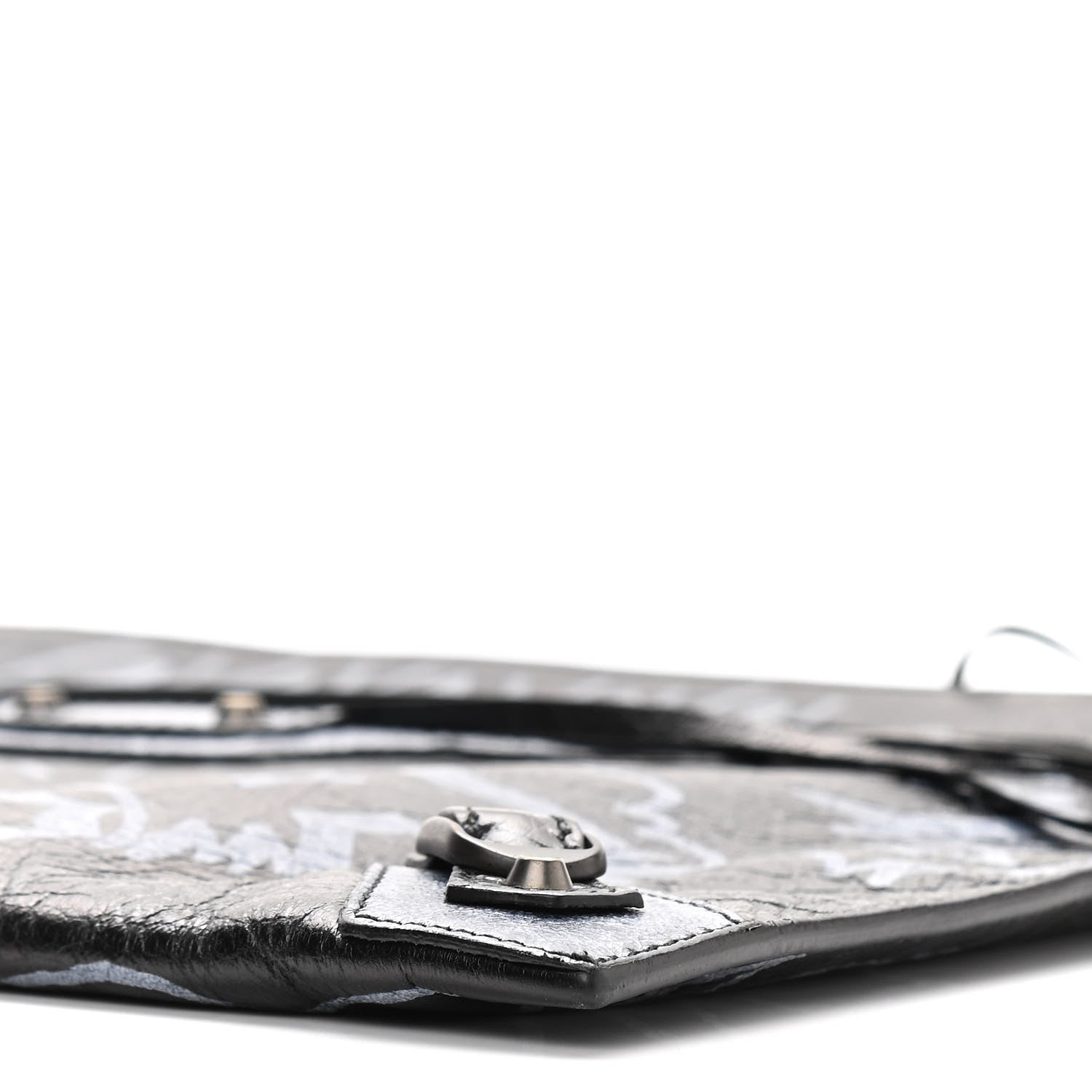 Balenciaga Agneau Classic Hardware Graffiti Small Pouch Black White 10 of 10