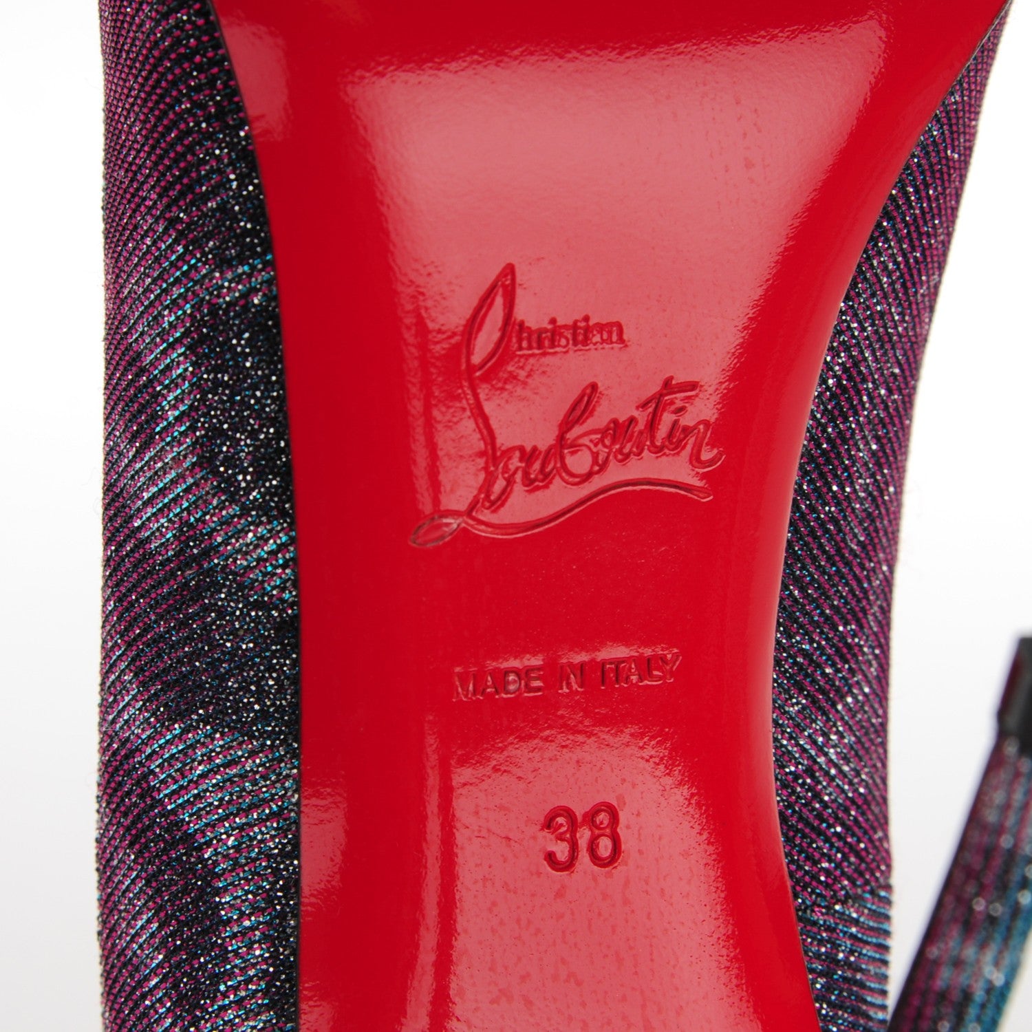 Christian Louboutin Leopard Lame Fifi 100 Pumps Turquoise Violet 38 7 of 8
