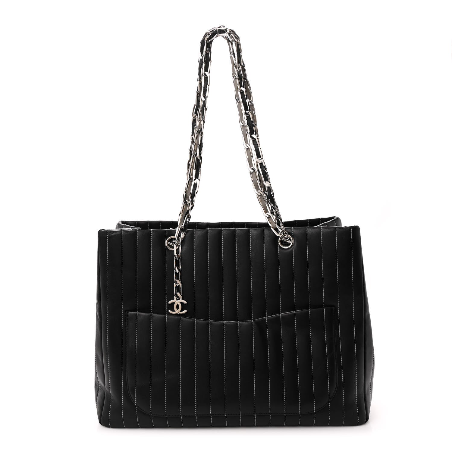 Chanel Lambskin Vertical Quilted Large Mademoiselle Tote Black 1 of 10
