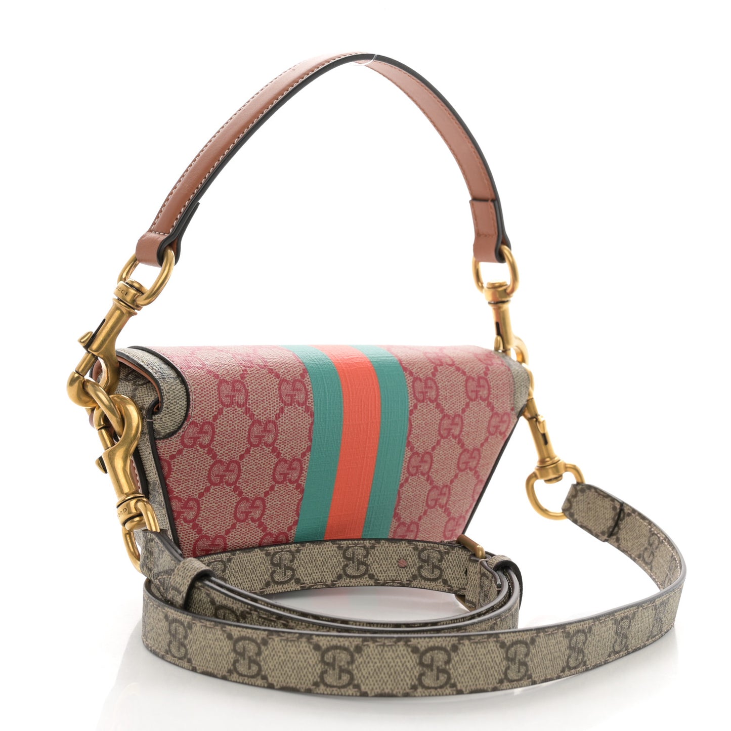 X DANS LE VERT GG Supreme Monogram Cuoio Web Mini Retro Interlocking G Top Handle Beige Rosso Ebony Harness Brown