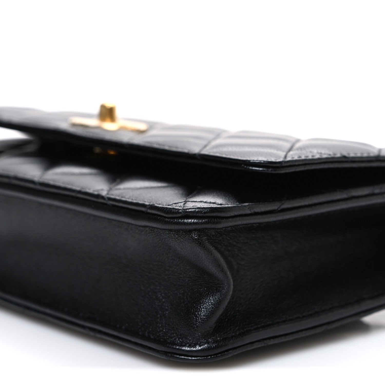 Chanel Lambskin Quilted CC Pearl Crush Wallet on Chain WOC Black 11 of 11