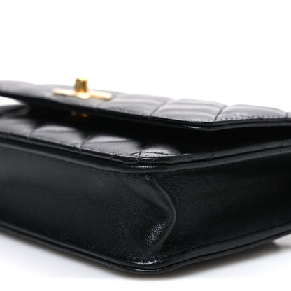 Chanel Lambskin Quilted CC Pearl Crush Wallet on Chain WOC Black 11 of 11