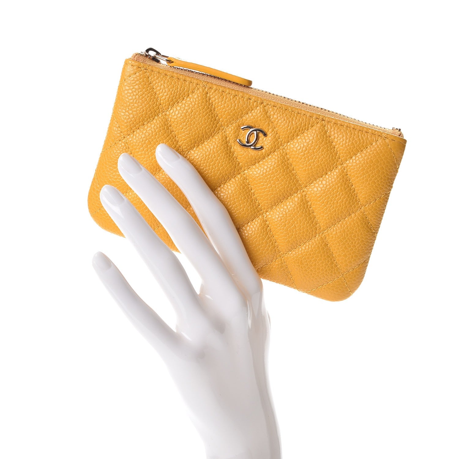 Chanel Caviar Quilted Small Cosmetic Case Yellow 2 of 8