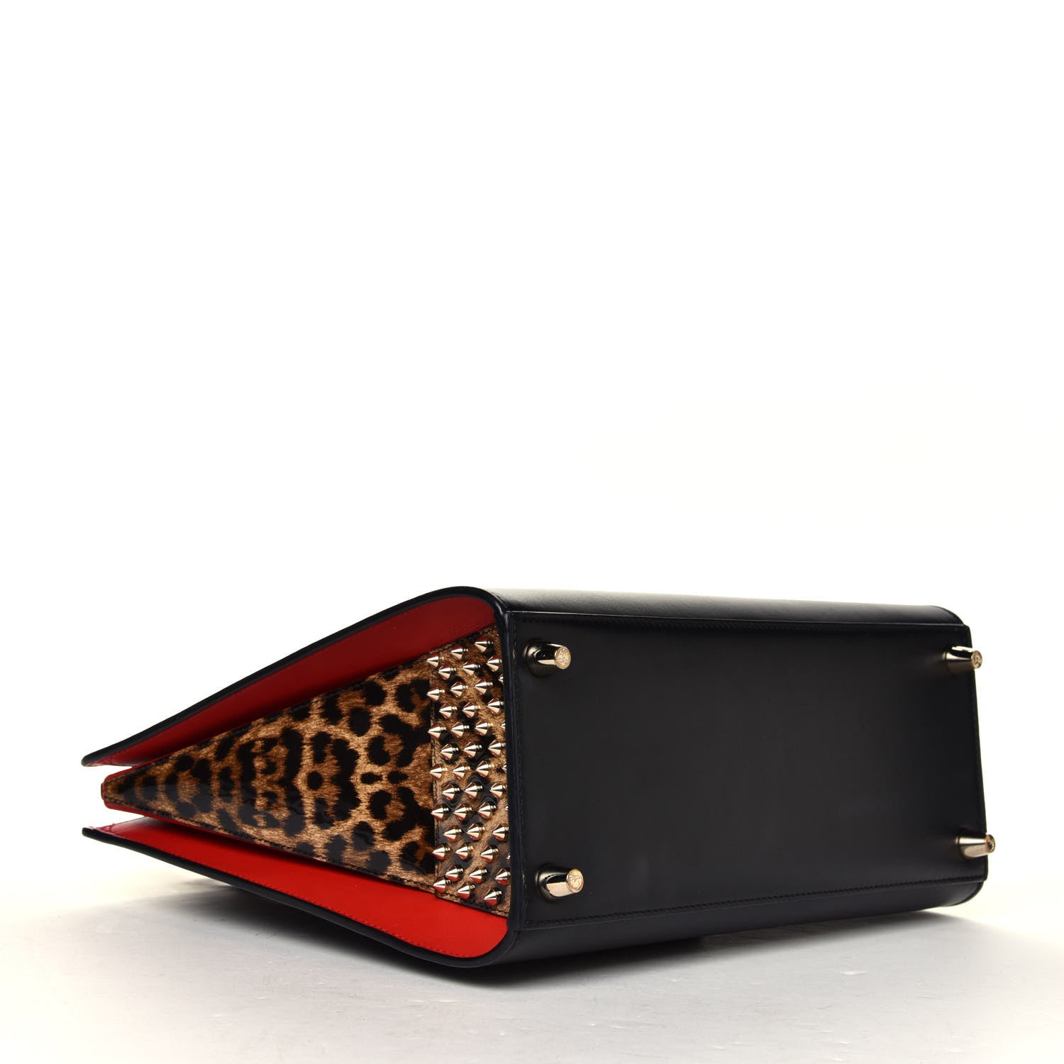 Christian Louboutin Calfskin Patent Leopard Spiked Medium Paloma Black 10 of 24