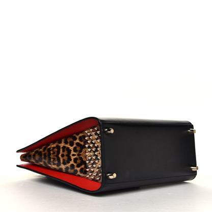 Christian Louboutin Calfskin Patent Leopard Spiked Medium Paloma Black 10 of 24