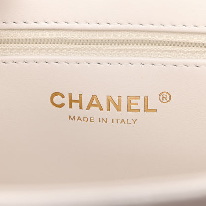 Chanel Shiny Aged Calfskin Quilted Nano Kelly Shopper White 6 of 13