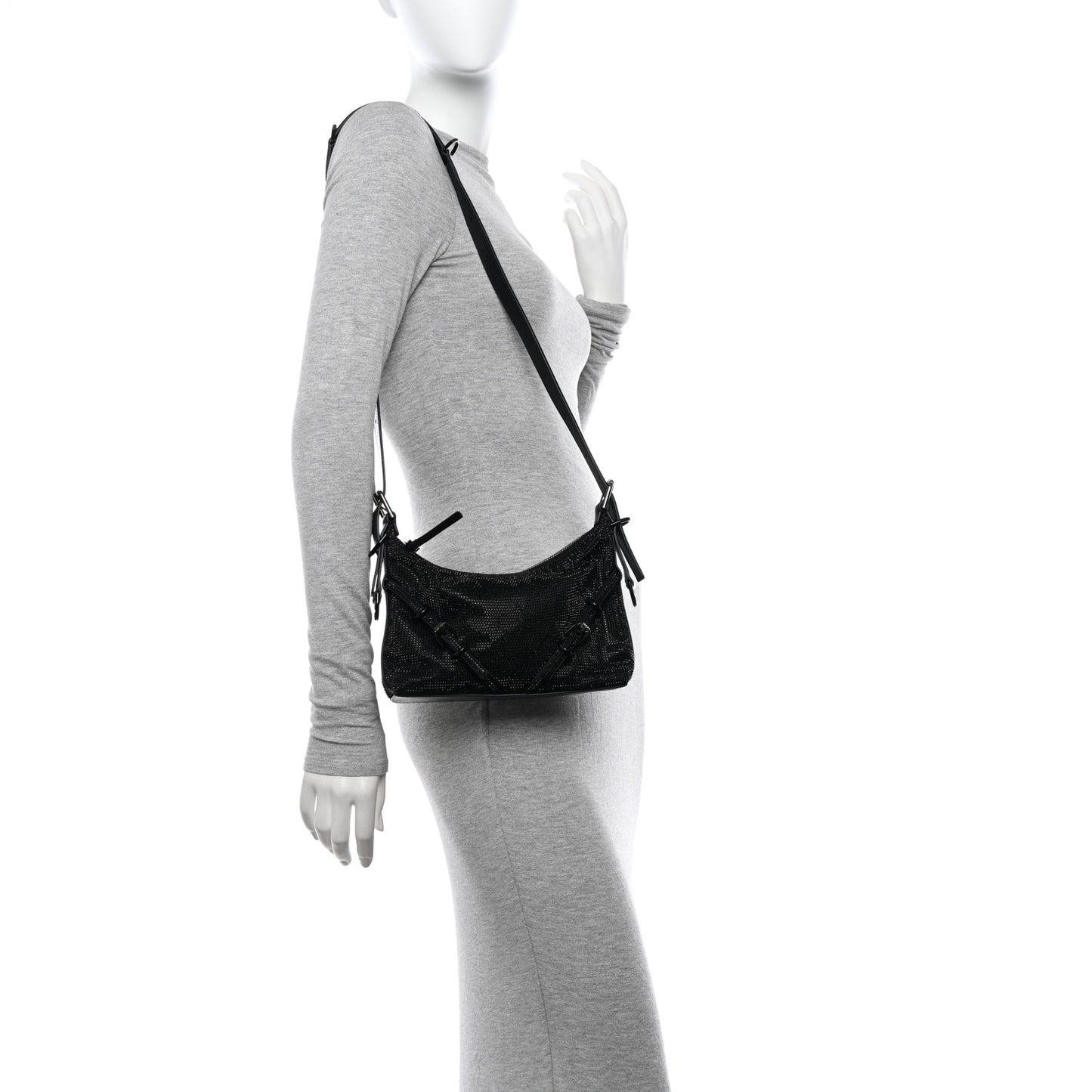 Satin Strass Mini Voyou Boyfriend Party Bag Black