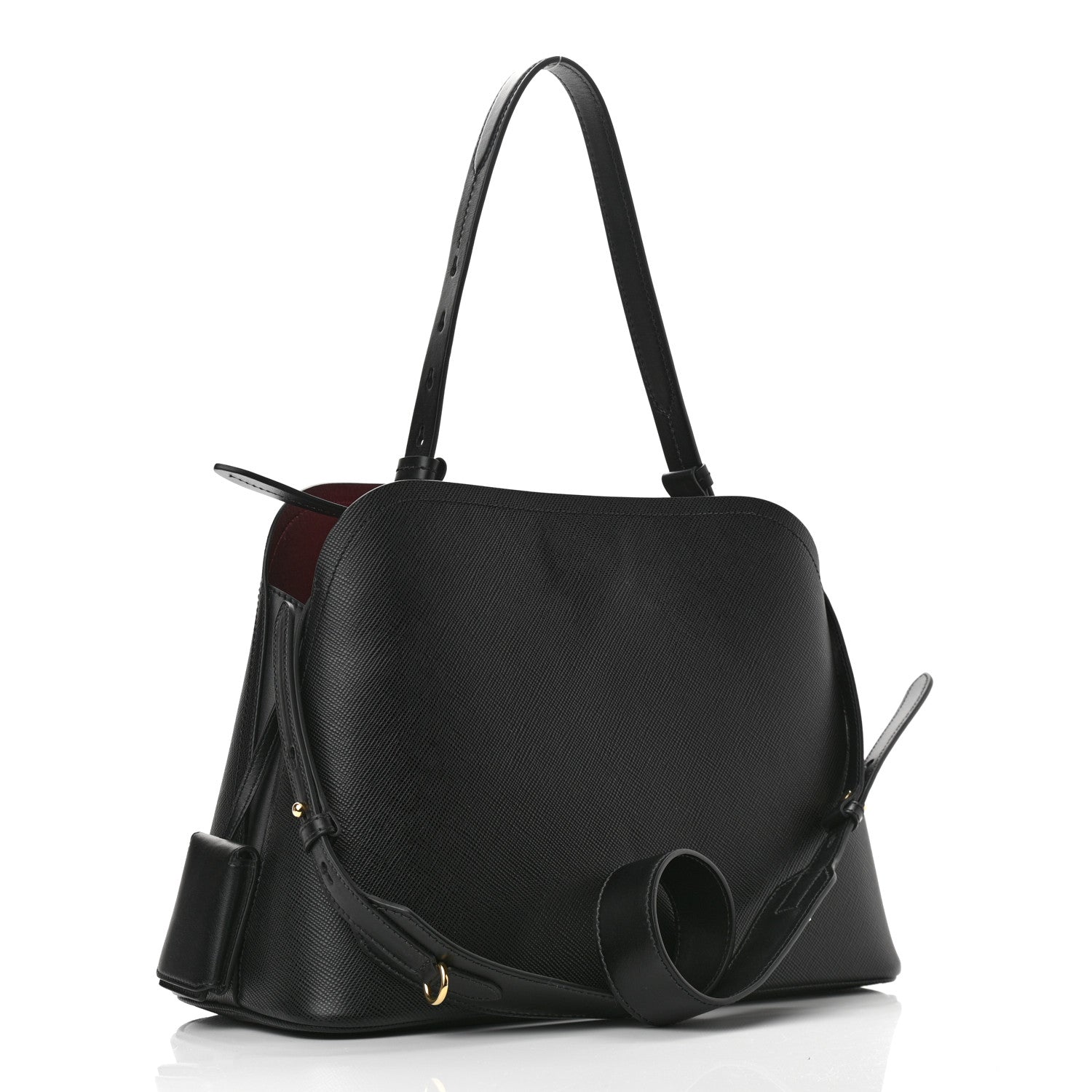 Prada Saffiano Cuir Matinee Tote Black Cherry 3 of 9