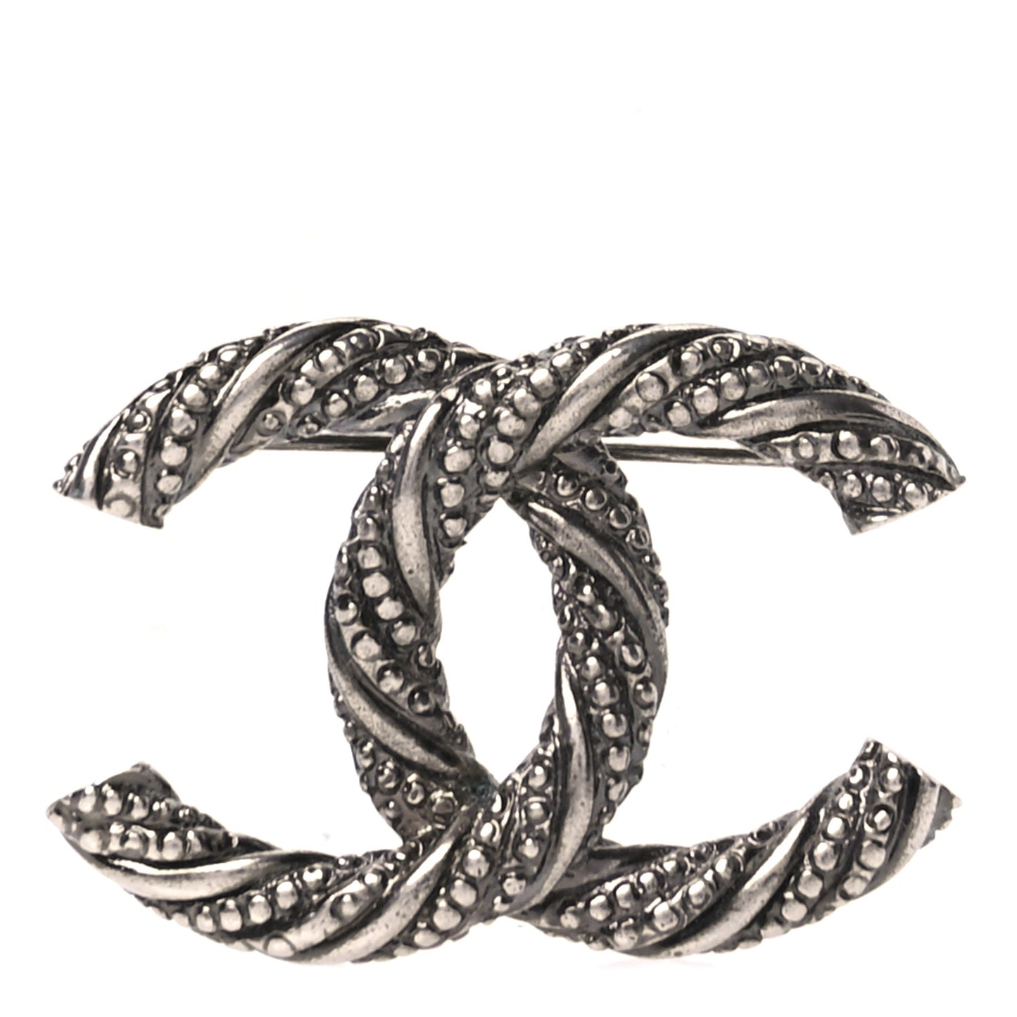 Ruthenium Twisted CC Brooch Silver