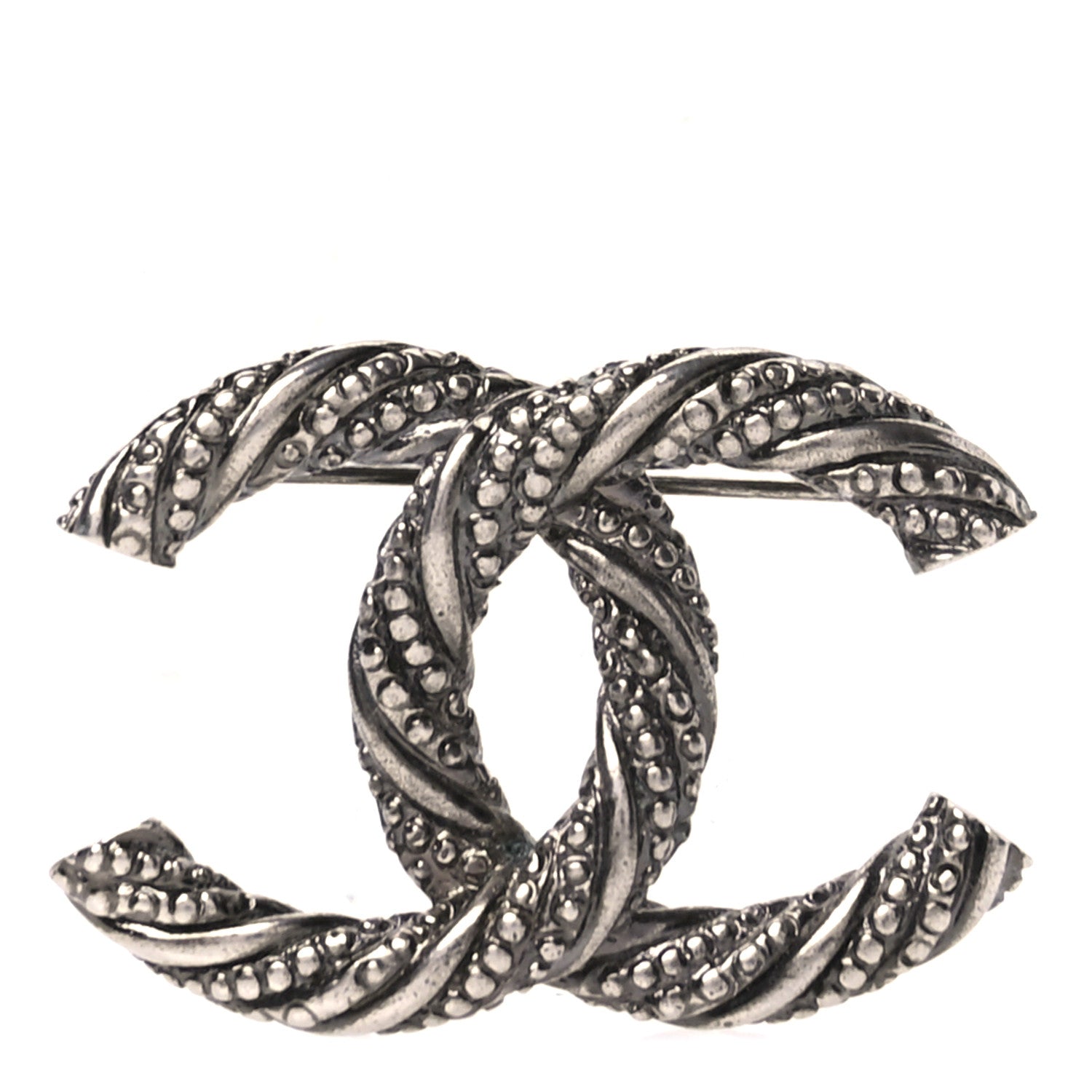 Chanel Ruthenium Twisted CC Brooch Silver 1 of 4