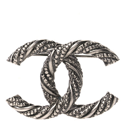 Chanel Ruthenium Twisted CC Brooch Silver 1 of 4