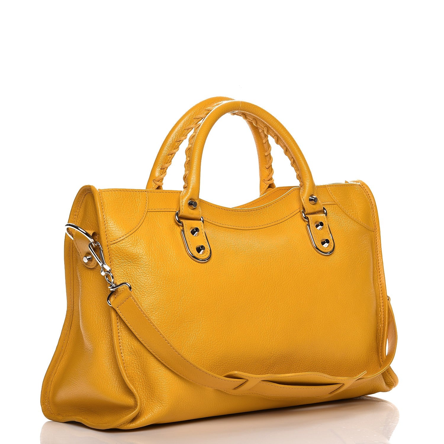 Balenciaga Chevre Silver Metallic Edge Hardware City Jaune Epi 4 of 8