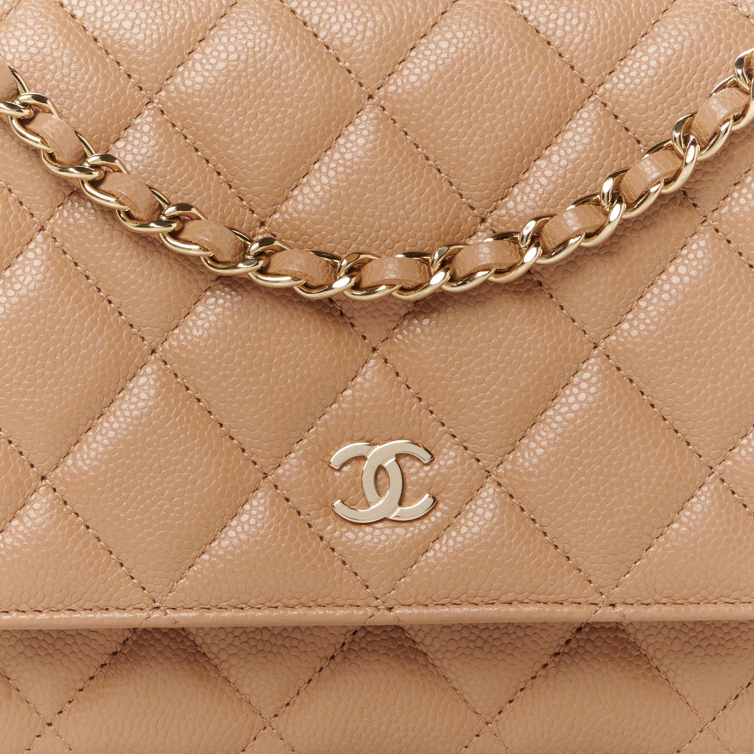 Chanel Caviar Quilted Wallet on Chain WOC Dark Beige 8 of 10