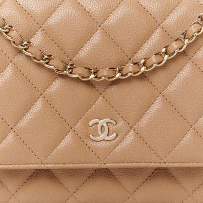 Chanel Caviar Quilted Wallet on Chain WOC Dark Beige 8 of 10