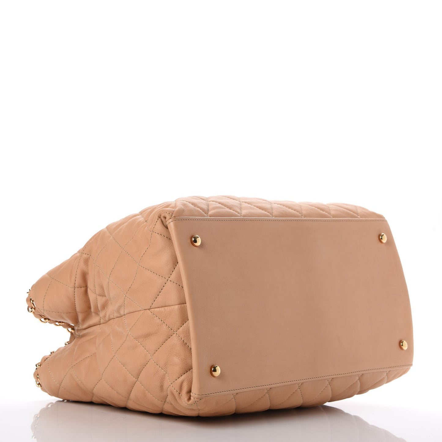 Lambskin Quilted Small Chain Me Tote Light Beige