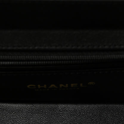 Chanel Shiny Calfskin Quilted Top Handle Box Bag Black 5 of 10