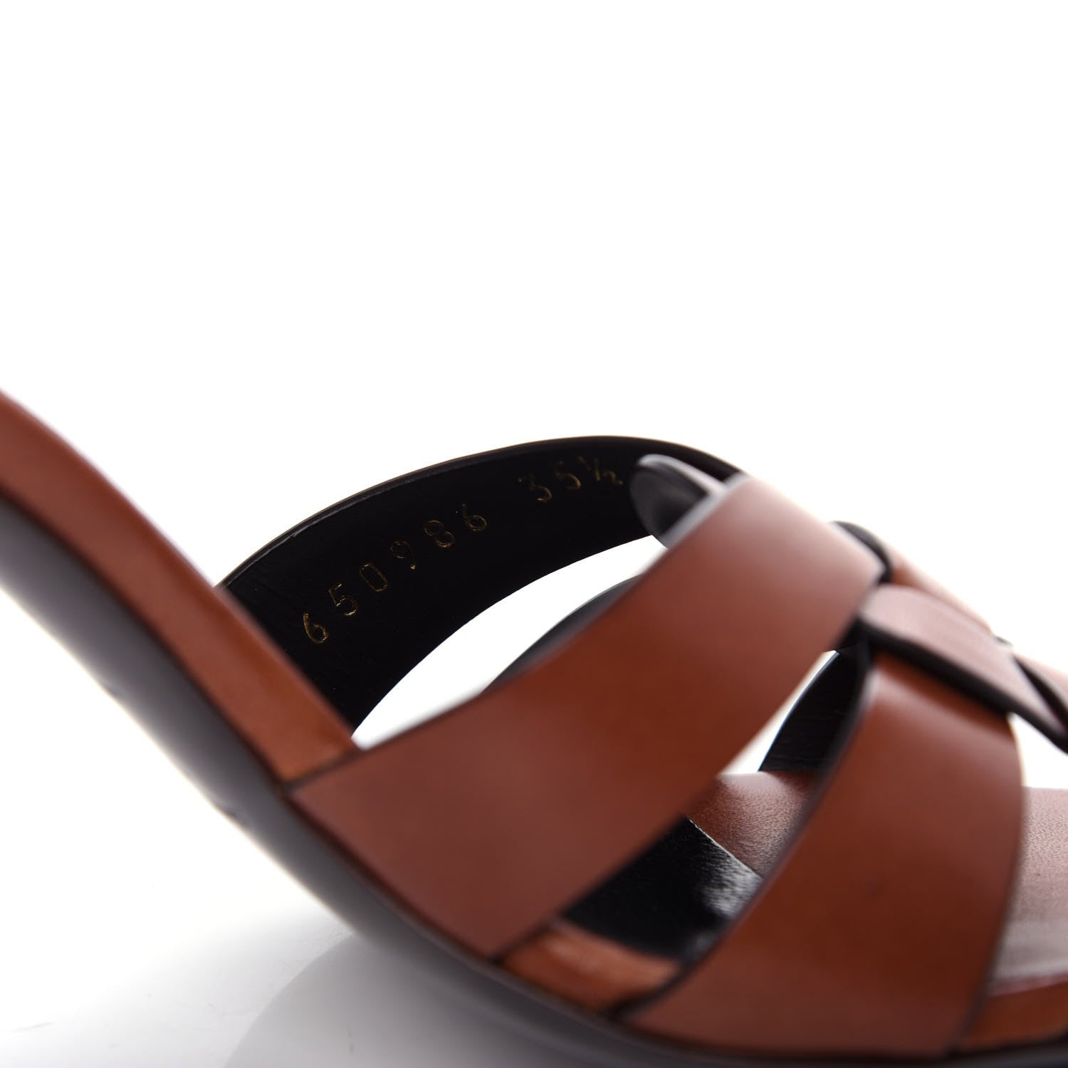 Saint Laurent Calfskin Tribute 85 Slide Sandals 35.5 Amber 10 of 11