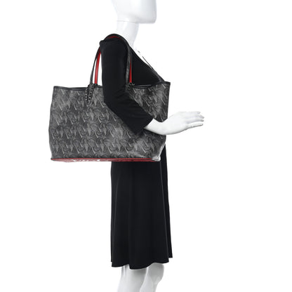 Christian Louboutin Toile Monogram Calfskin Printed Spikes East West Cabata Tote Black 2 of 11