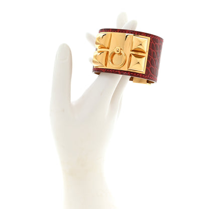 Hermes Shiny Alligator Collier De Chien CDC Bracelet S Rouge H 2 of 5