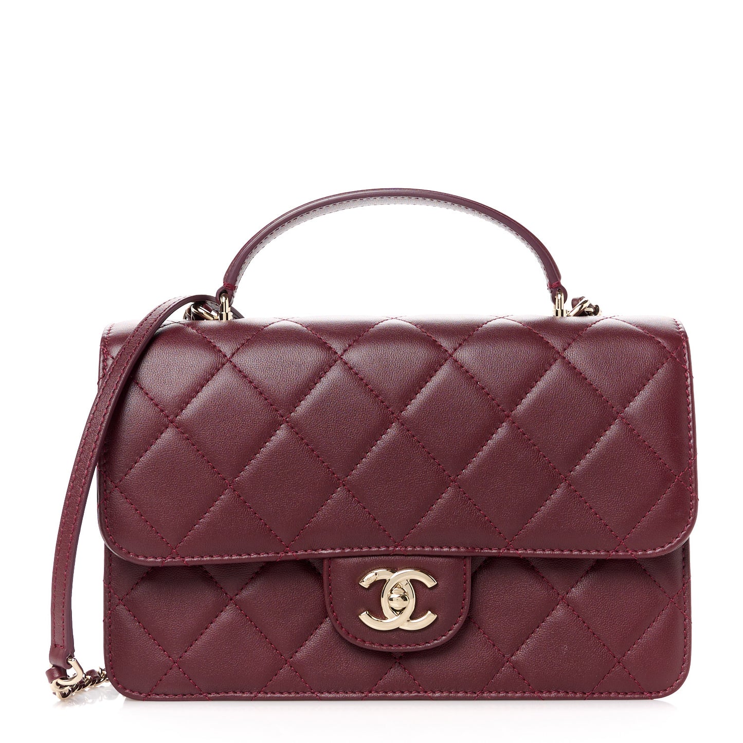 Calfskin Quilted Coco Lady Flap Burgundy
