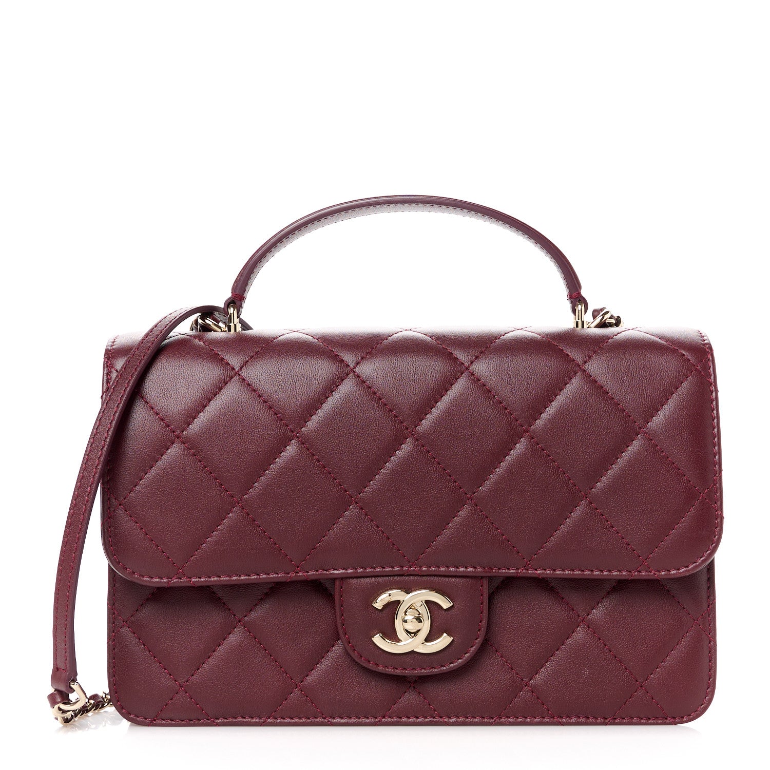 Chanel Calfskin Quilted Coco Lady Flap Burgundy 1 of 12