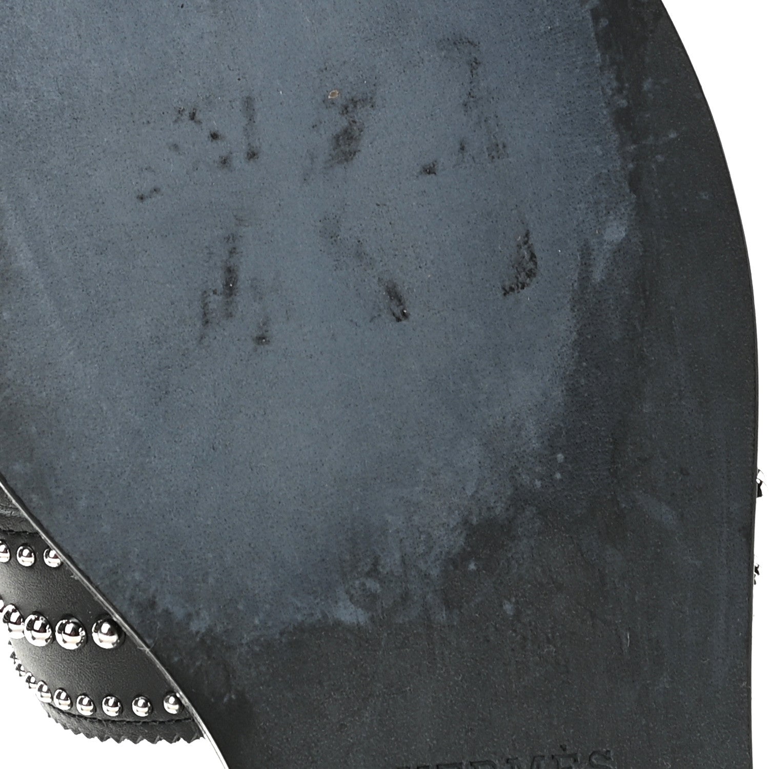 Hermes Calfskin Studded Santorini Sandals 38 Black 8 of 13