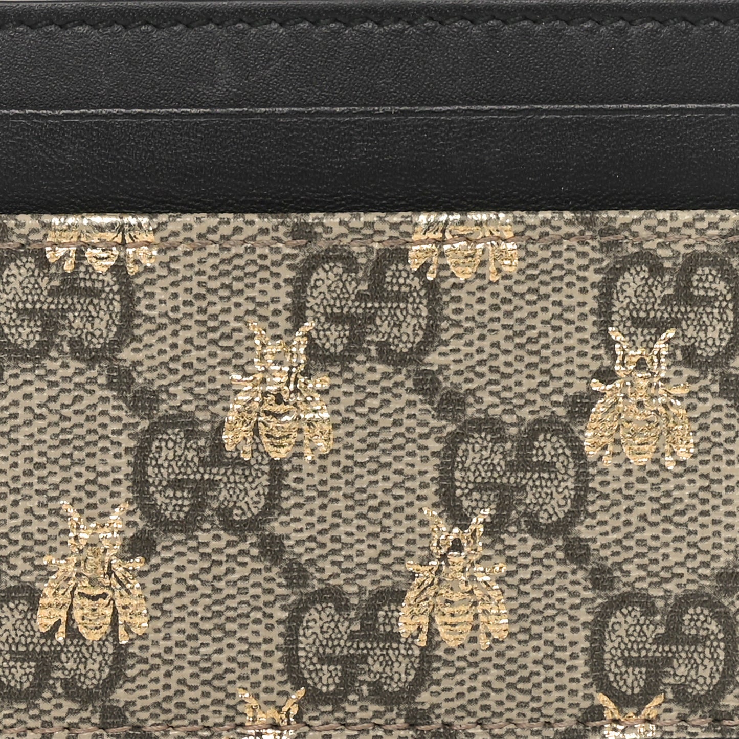 GG Supreme Monogram Bees Card Holder Black