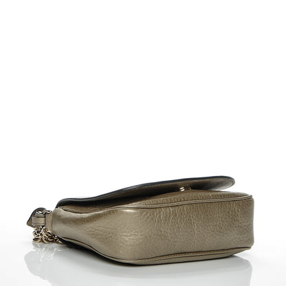 Gucci Metallic Pebbled Calfskin Small Soho Flap Crossbody Golden Beige 4 of 6
