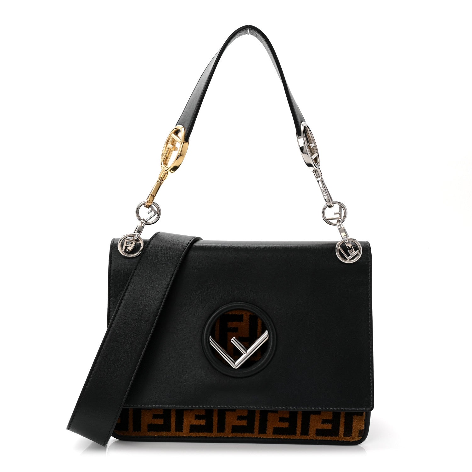 Fendi Vitello Century Velvet F is Fendi FF Kan I Shoulder Bag