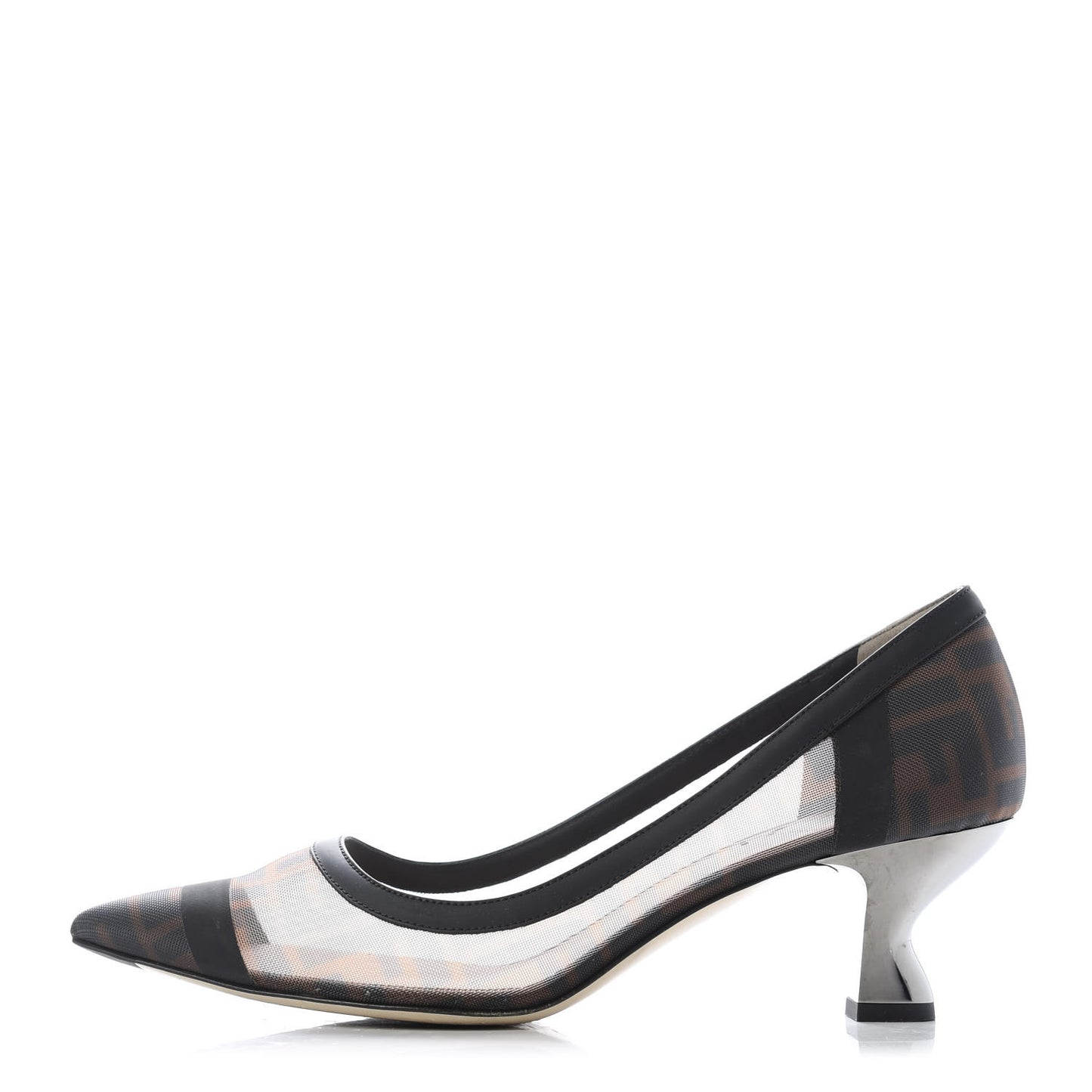 Technical Mesh Vitello Gommato FF Colibri 55mm Pumps 39.5 Tobacco Moro Black