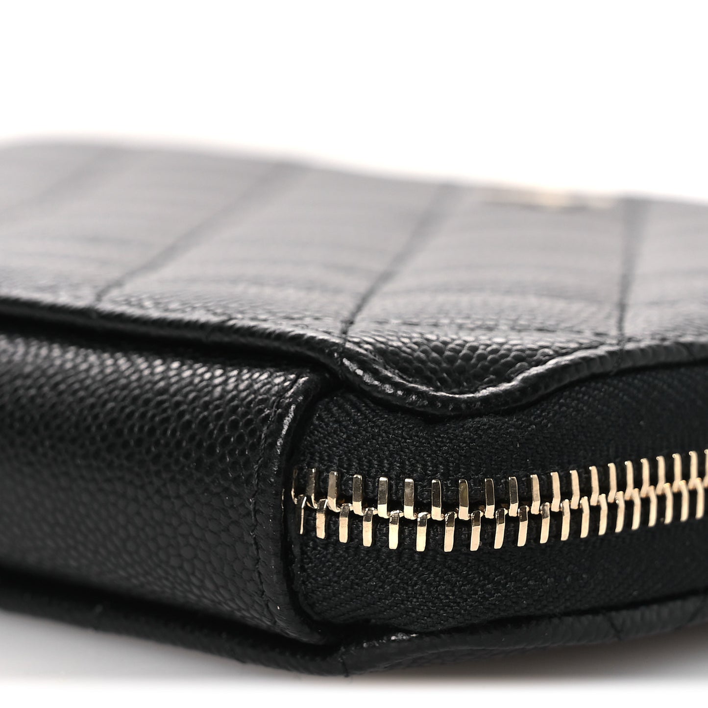 Caviar Quilted Zipped Travel Pouch Black