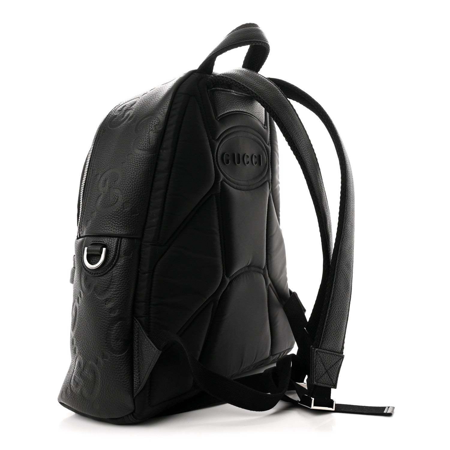Gucci Calfskin Jumbo GG Embossed Medium Backpack Black 3 of 10