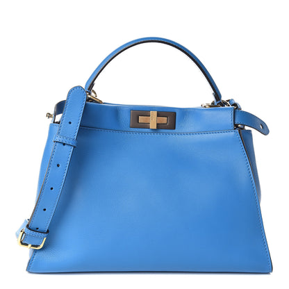 Fendi Vitello Seta Medium Peekaboo Iconic Satchel Blue Royal 1 of 10