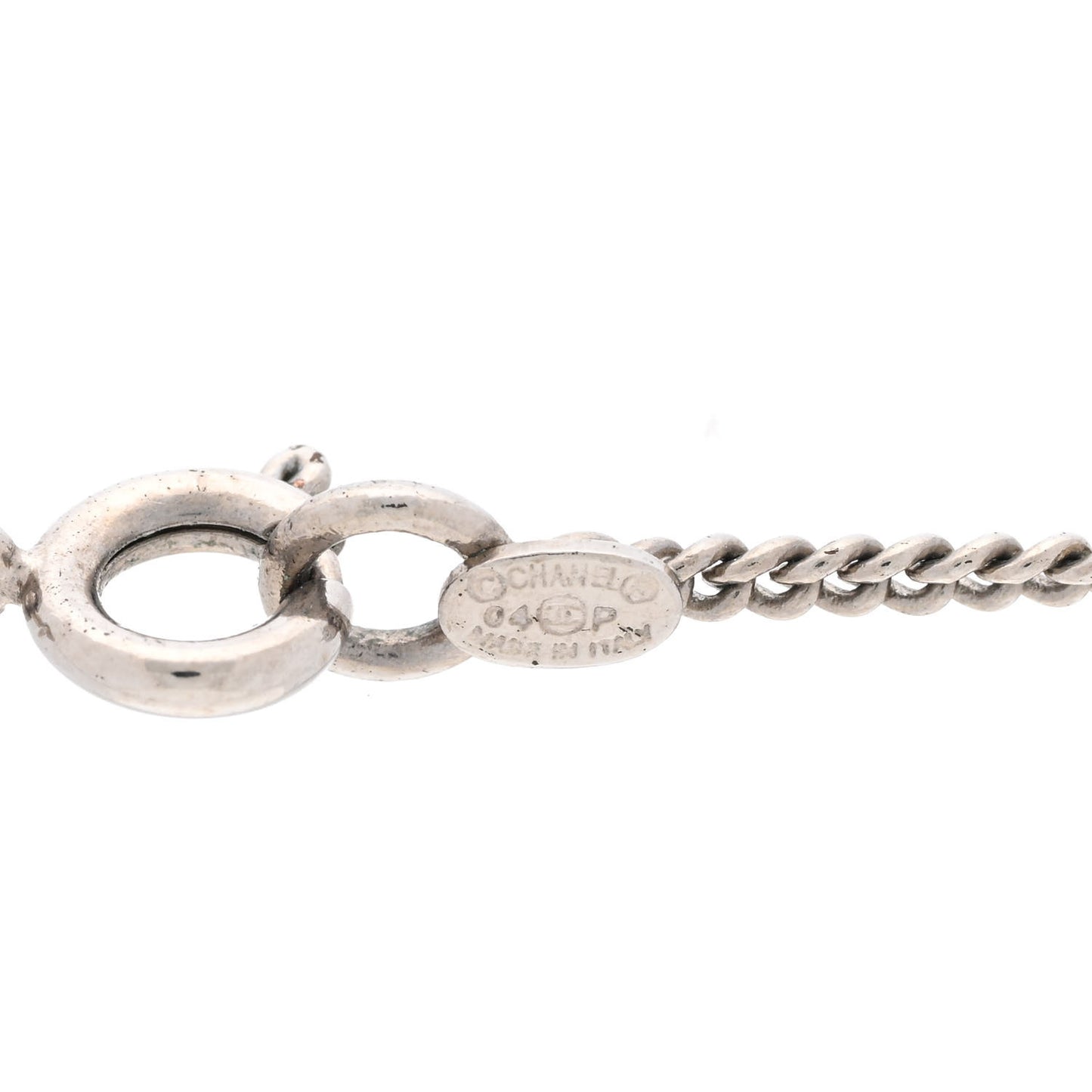 Metal CC Heart Pendant Necklace Silver