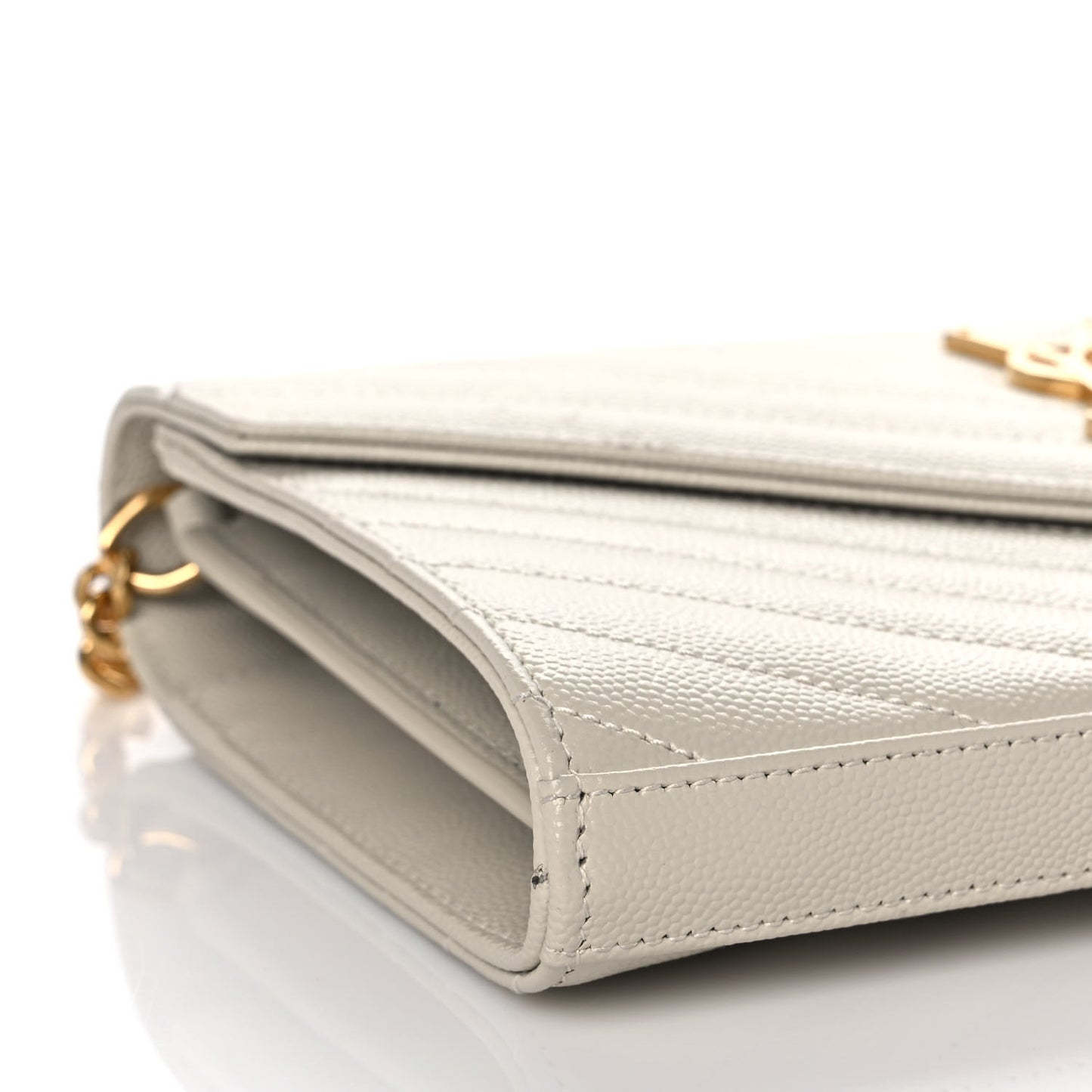 Grain De Poudre Matelasse Chevron Monogram Chain Wallet Crema Soft