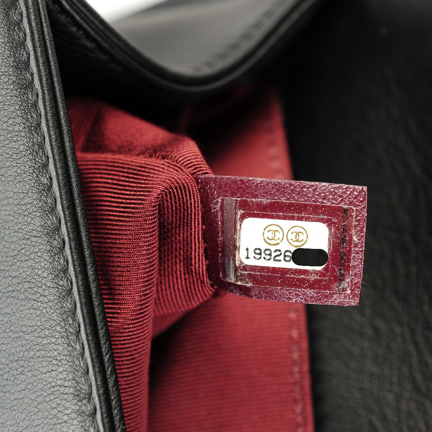 Calfskin Chevron Medium Boy Flap Black