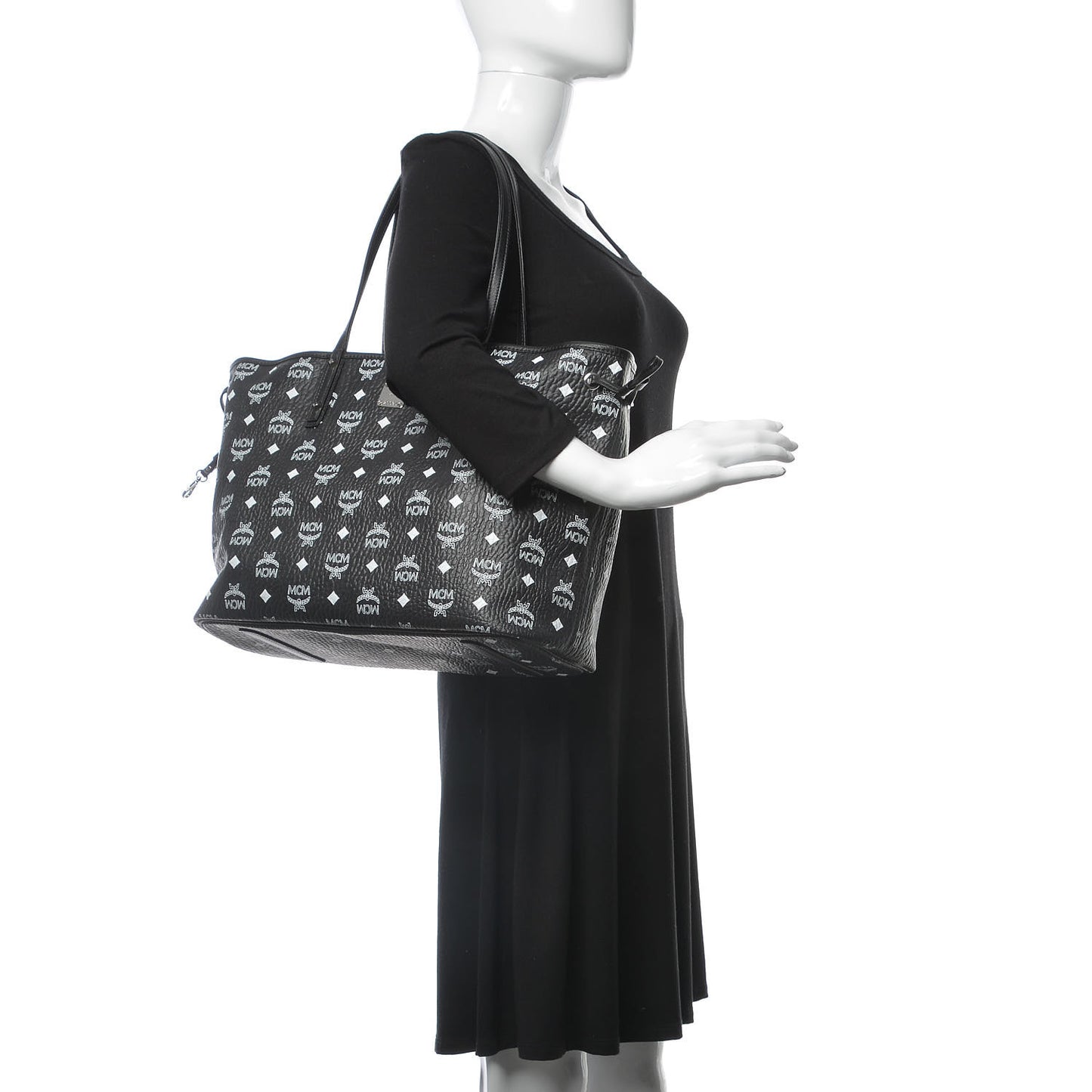 Visetos Medium Reversible Shopper Tote Black