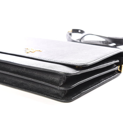 Prada Saffiano Metal Flap Wallet With Strap Black 7 of 10
