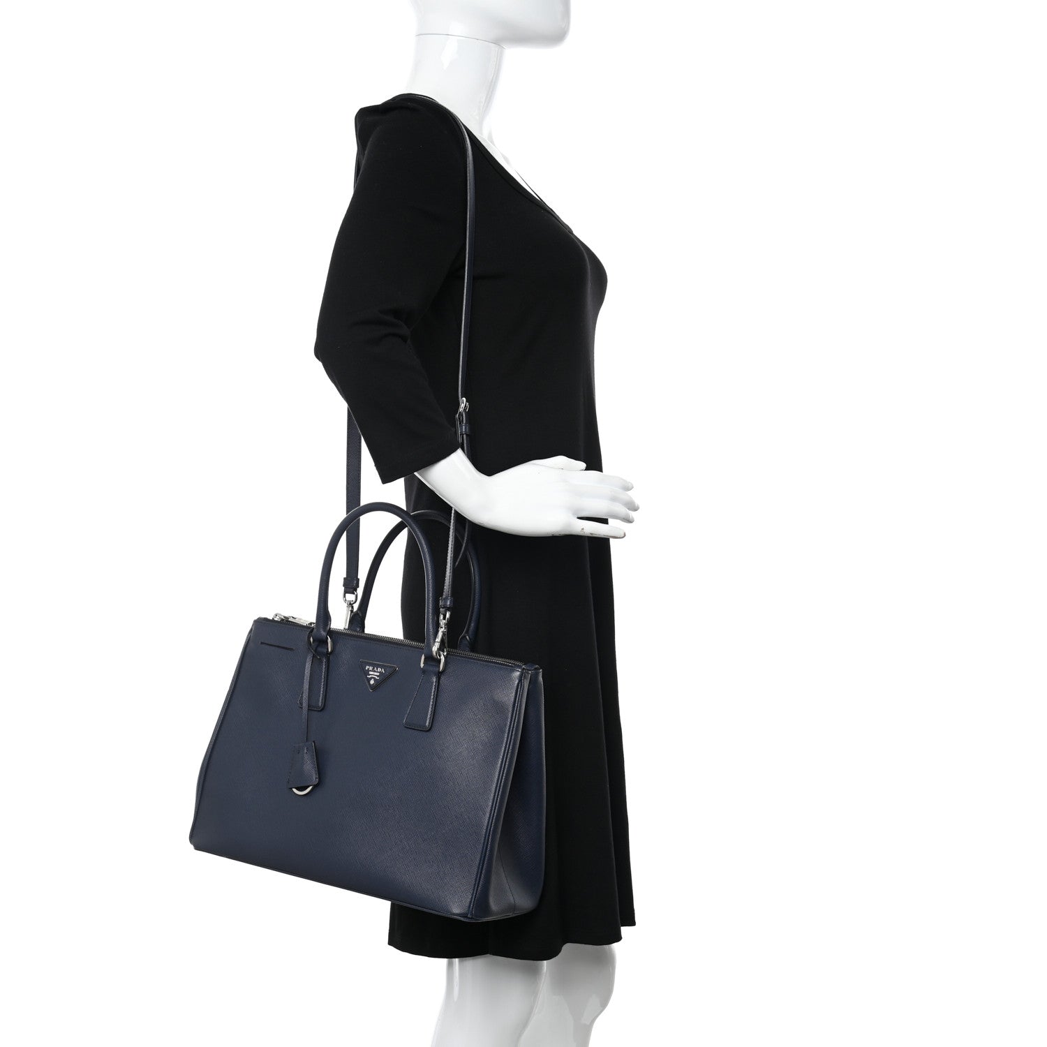 Prada Saffiano Lux Large Galleria Double Zip Tote Baltico 2 of 9
