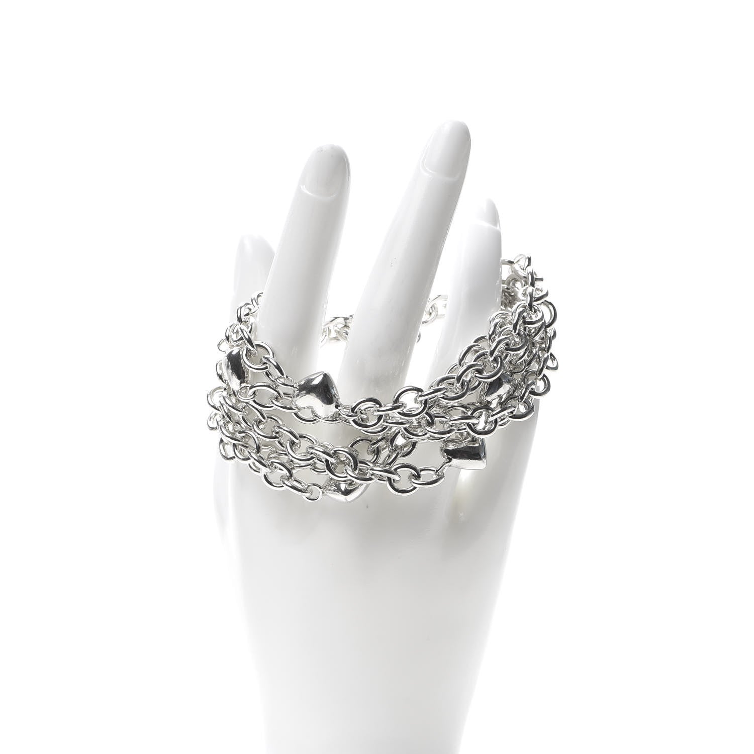 Tiffany Sterling Silver Multi Strand Puff Heart Bracelet 2 of 4