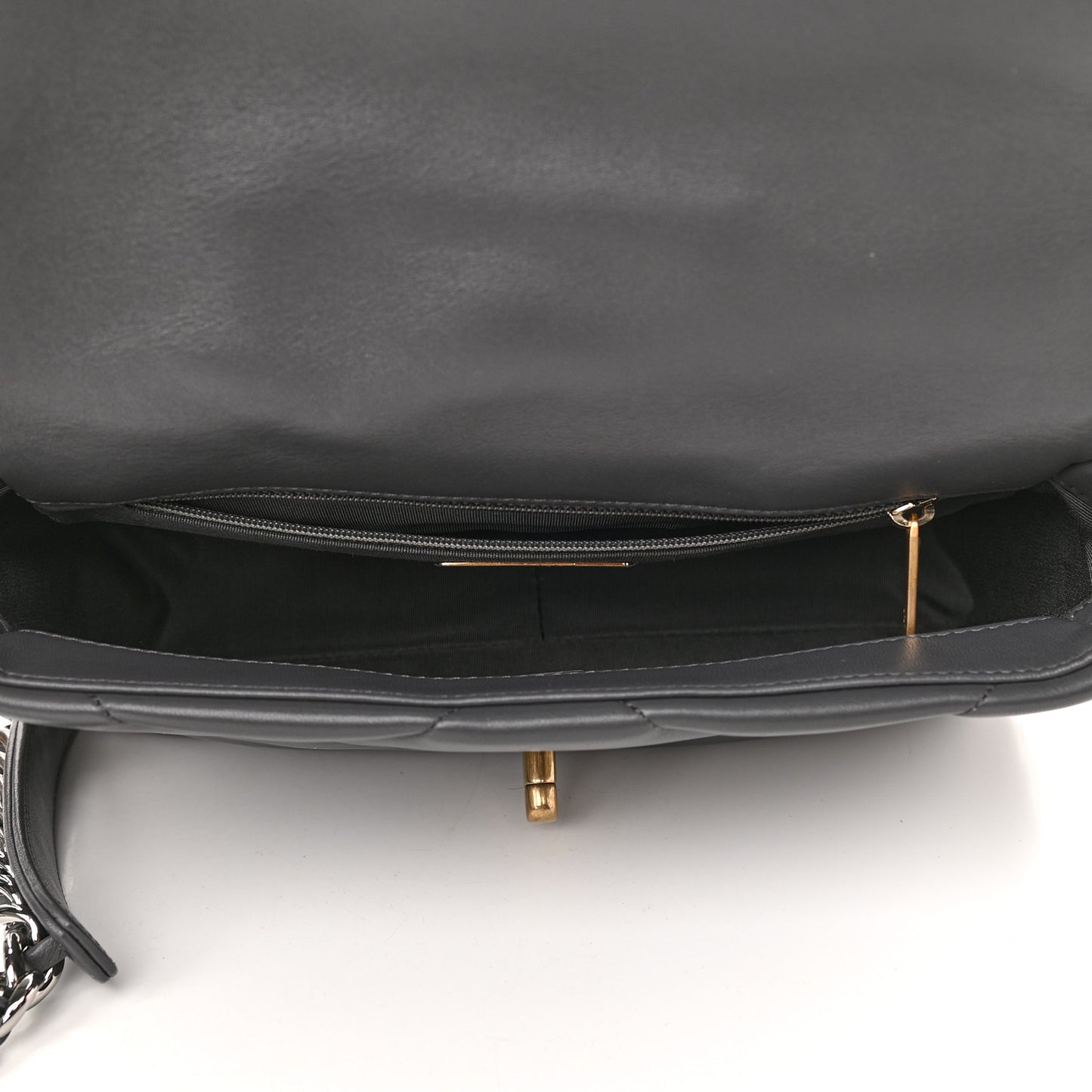 Lambskin Quilted Medium Chanel 19 Flap Dark Grey