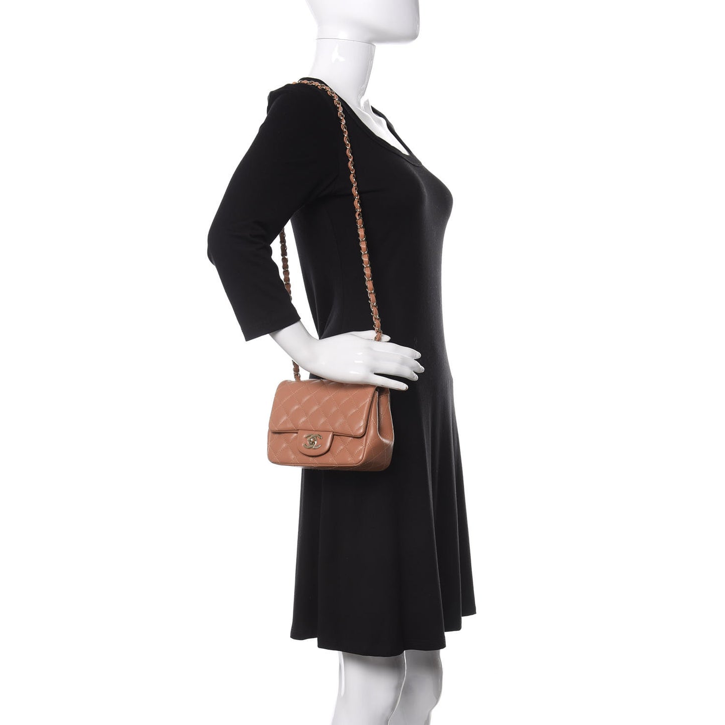 Lambskin Quilted Mini Square Flap Brown