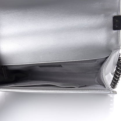 Chanel Metallic Calfskin Quilted New Medium Plexiglass Boy Flap Silver 5 of 10