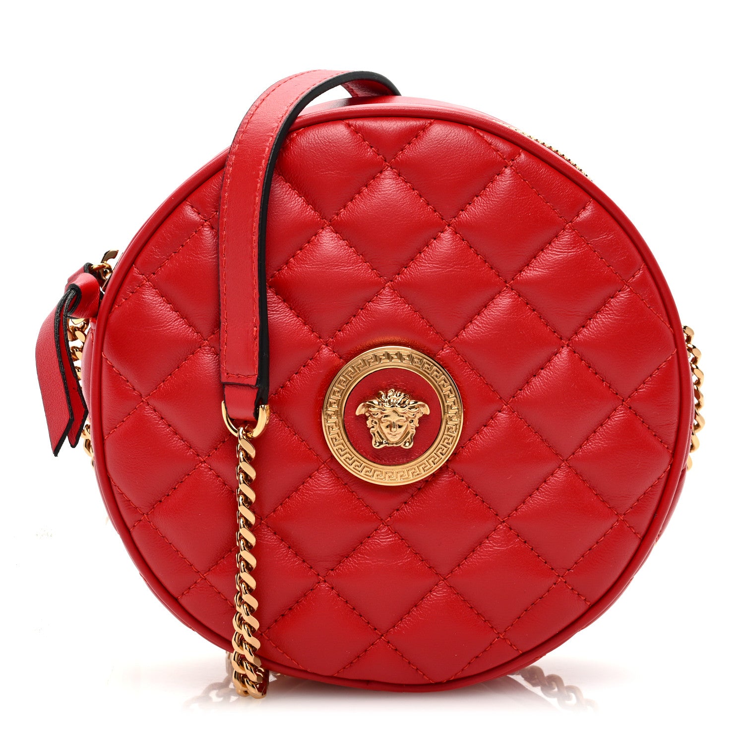 Versace Nappa Quilted La Medusa Round Camera Bag Red 1 of 9