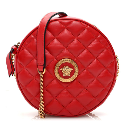 Versace Nappa Quilted La Medusa Round Camera Bag Red 1 of 9